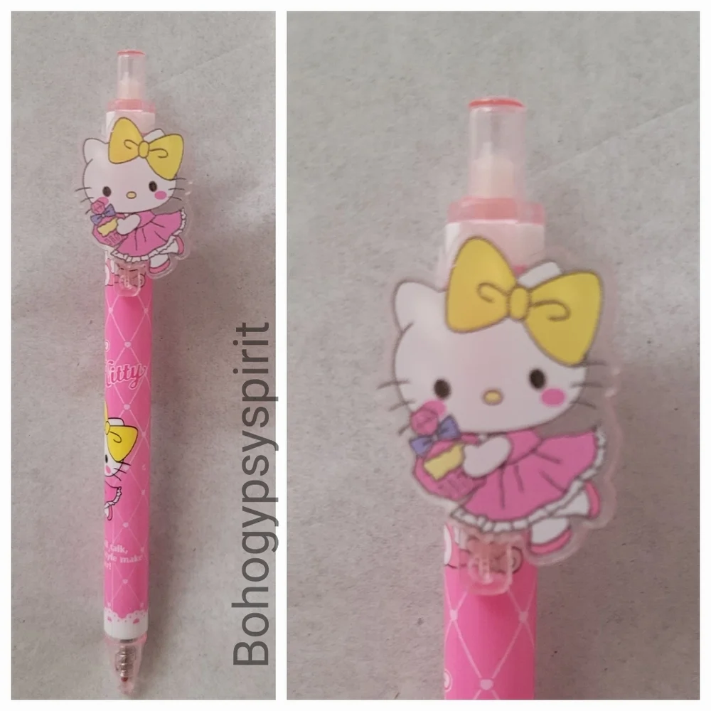 Set of 6 - Sanrio Hello Kitty Kawaii Acrylic Charm Ballpoint Pens